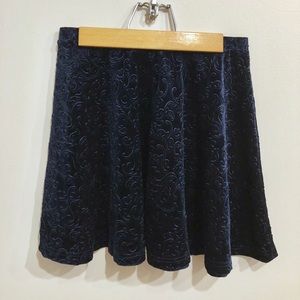 Foreign Exchange Navy Velvet Swirl Print Skirt